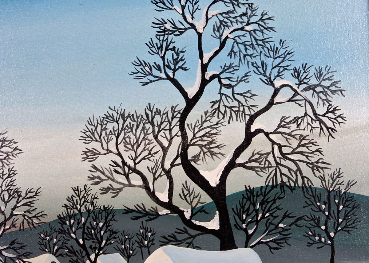 Oil on Canvas Winter Scene by Kowalski