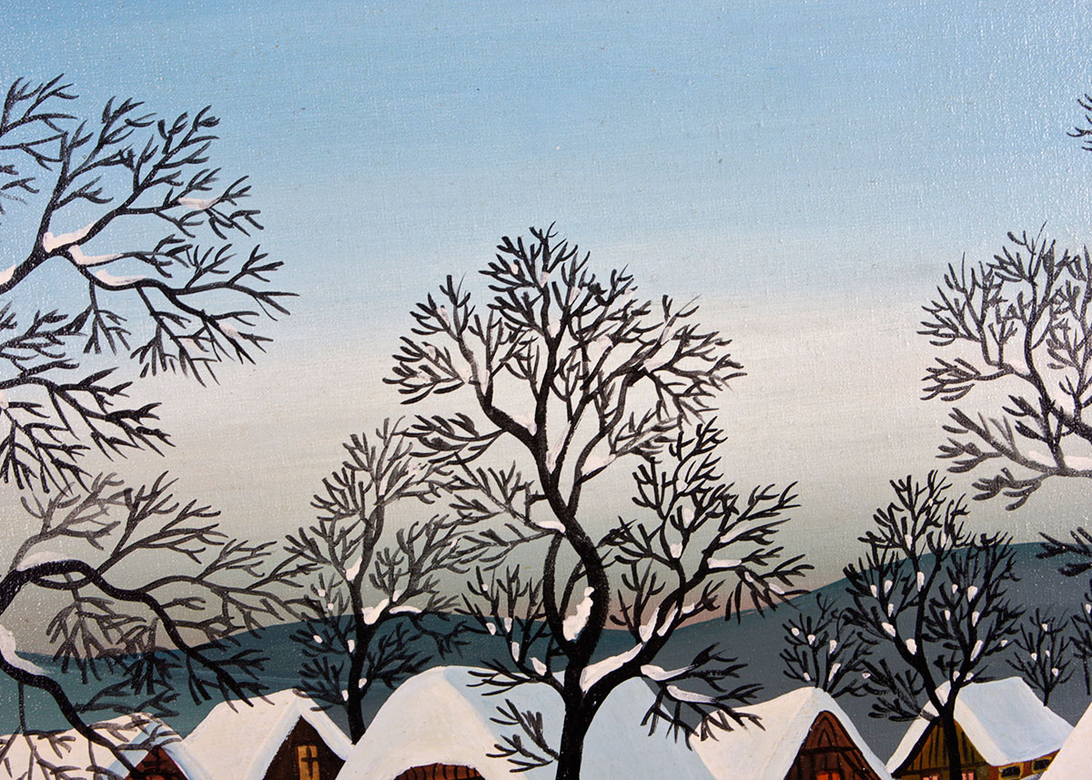 Oil on Canvas Winter Scene by Kowalski