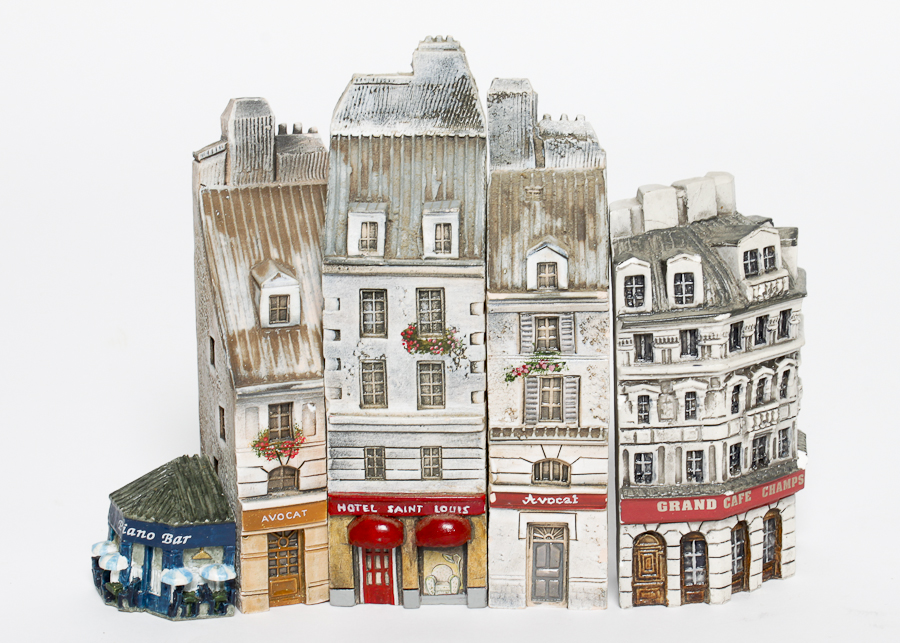 Group of J. Carlton Miniature French Buildings by Dominique Gault