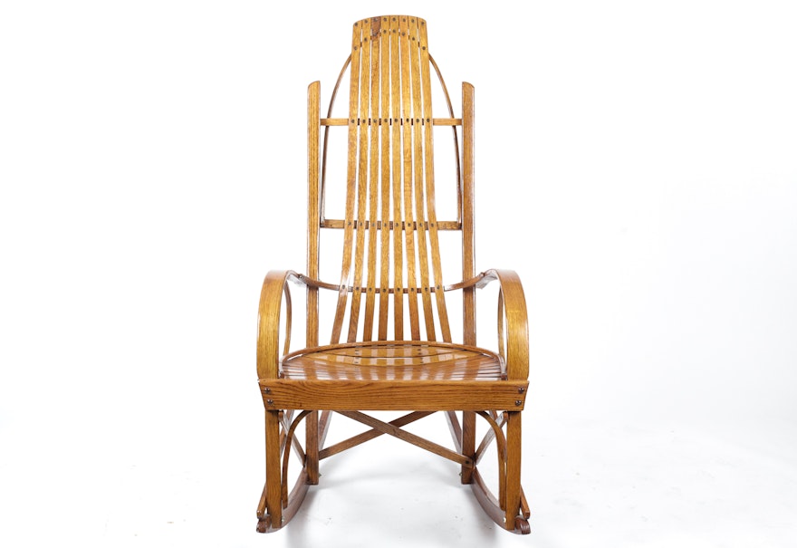Oak Amish Style Bentwood Rocking Chair