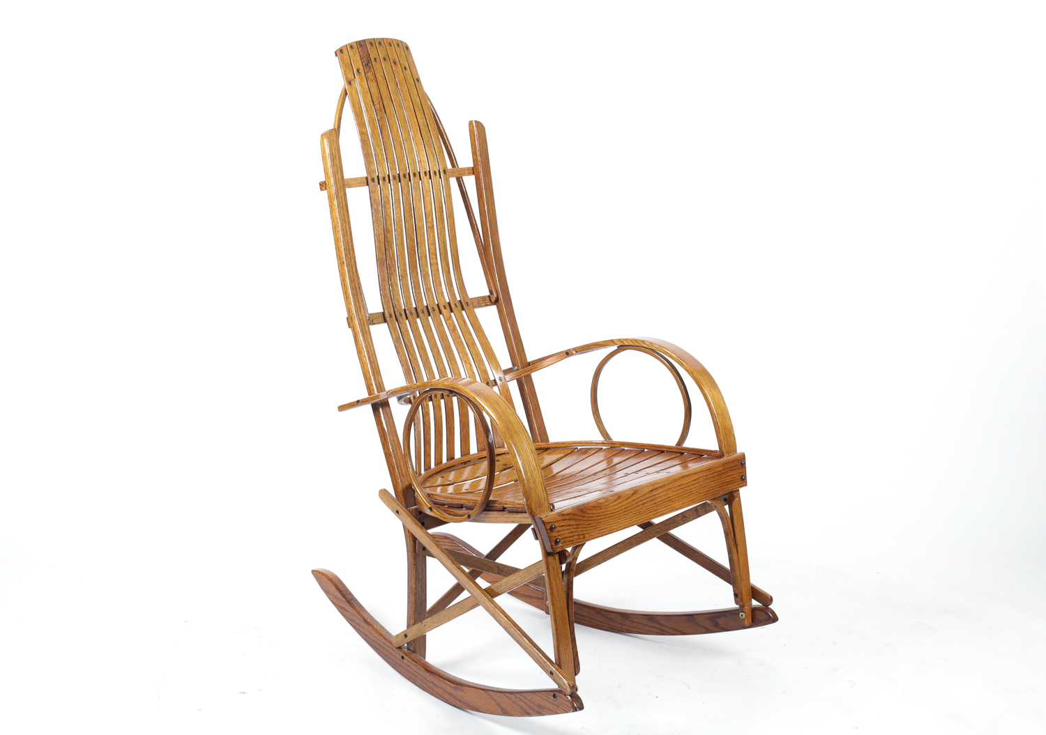 Oak Amish Style Bentwood Rocking Chair