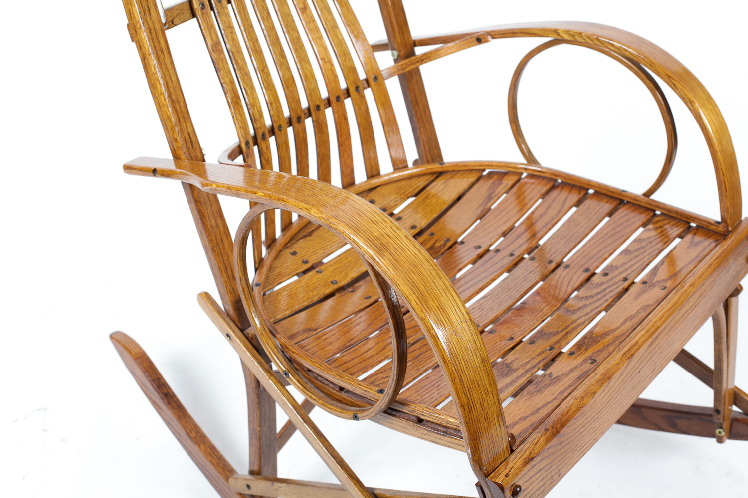 Oak Amish Style Bentwood Rocking Chair