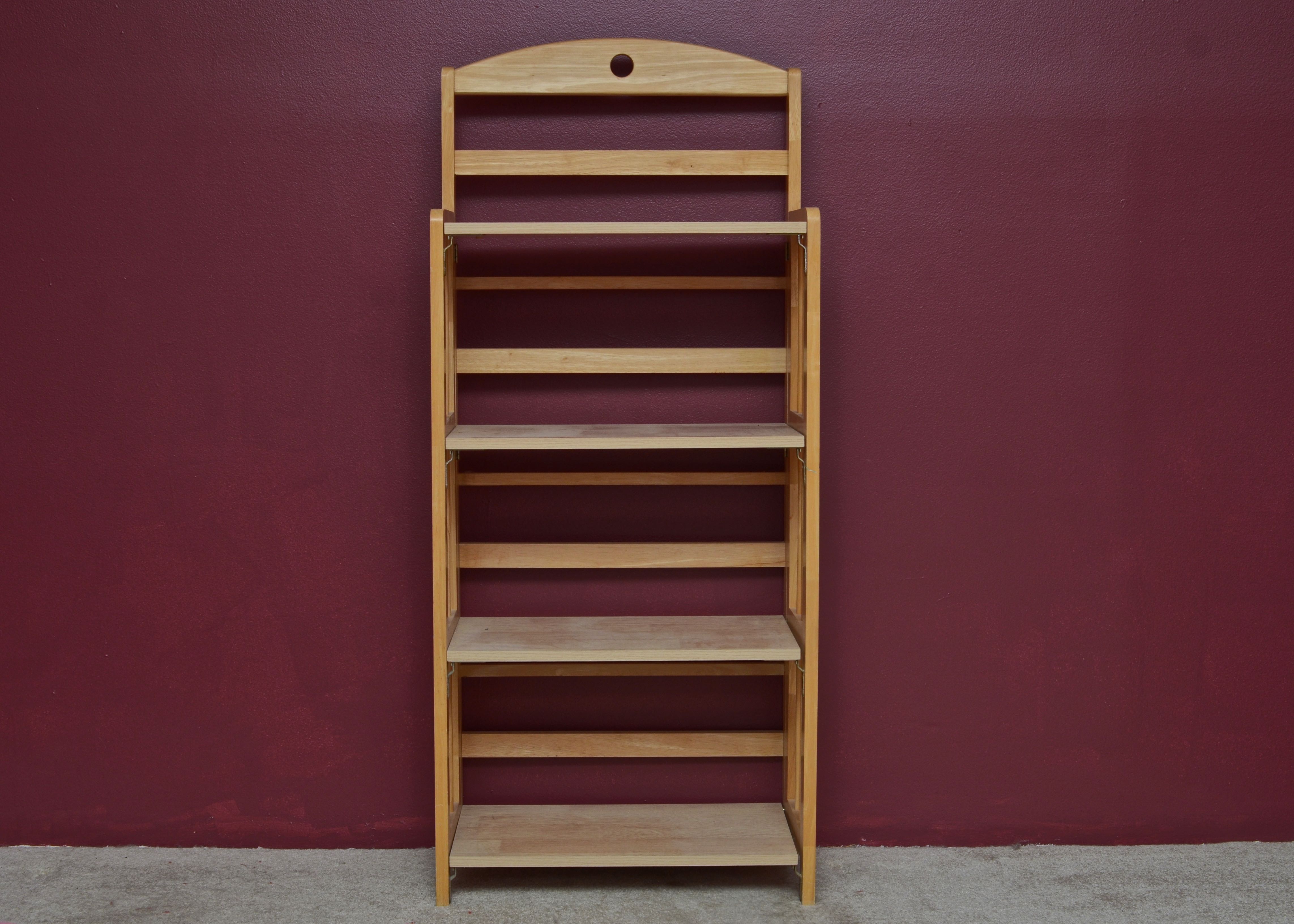 Three Tier Folding Wood Shelf Unit
