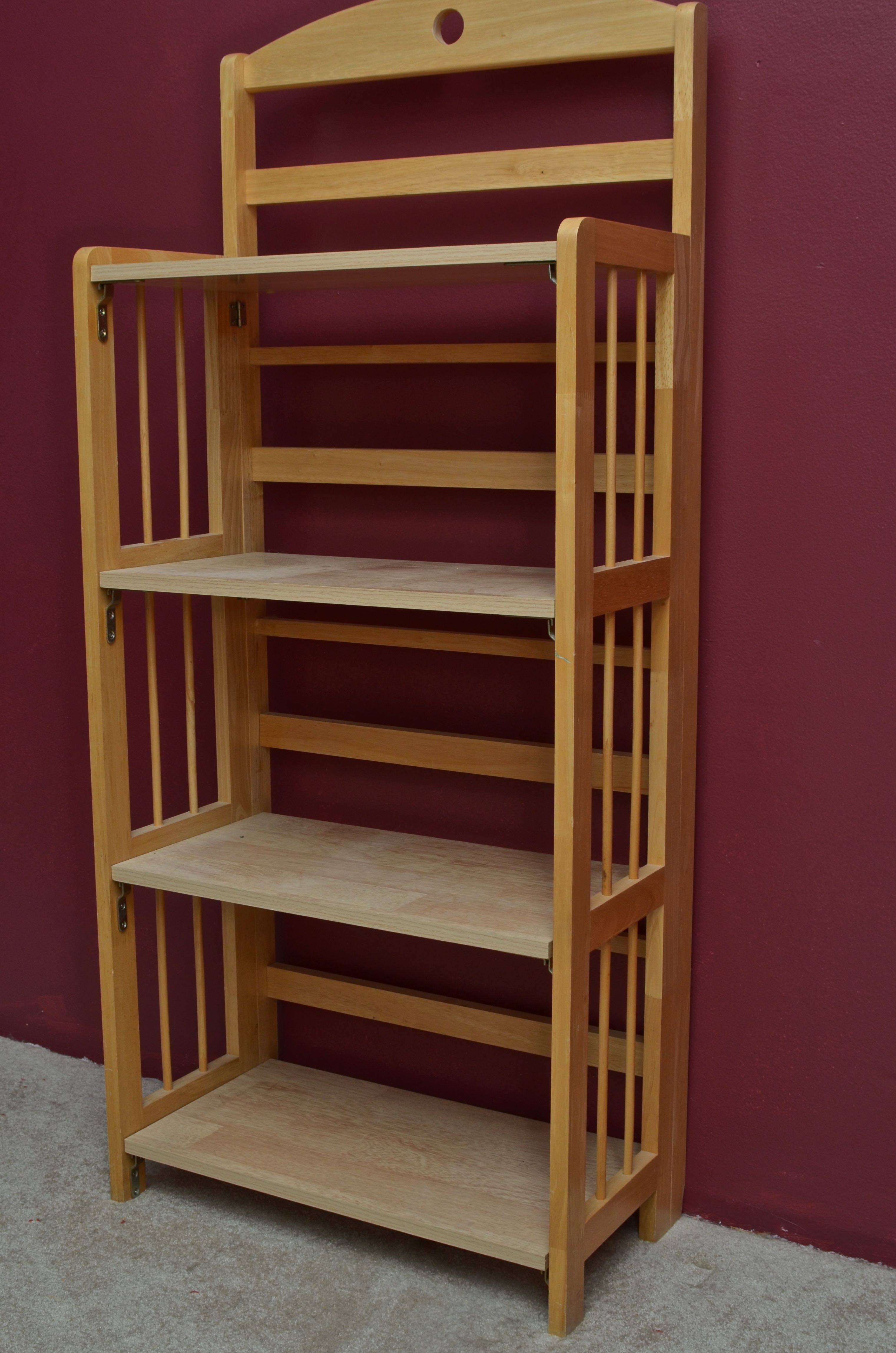 Three Tier Folding Wood Shelf Unit