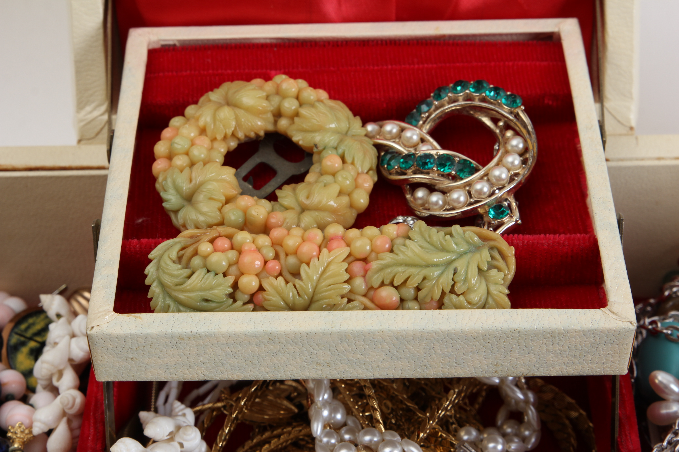 Four Jewelry Boxes with Costume Jewelry