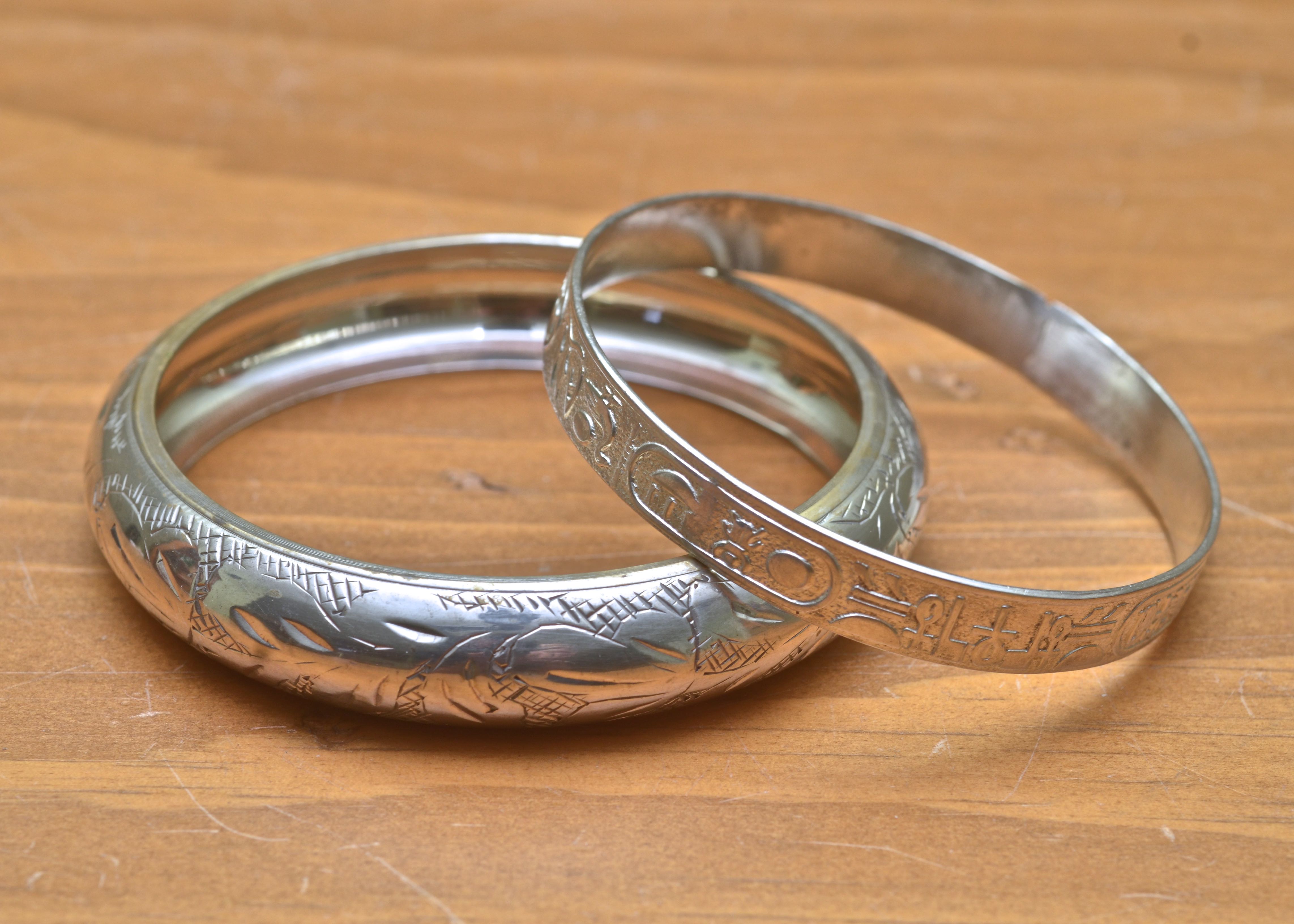 Pair of Silver Plate Bangle Bracelets