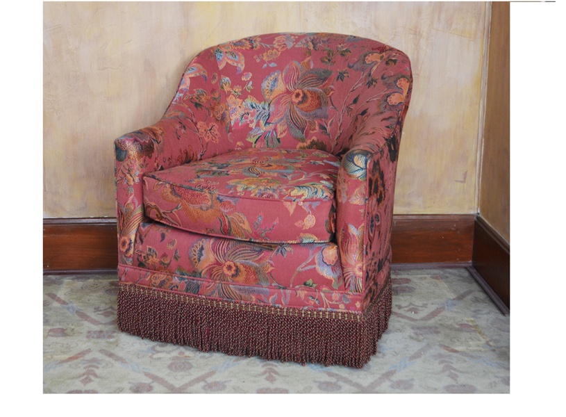 Ashley Manor Floral Brocade Club Chair with Fringe