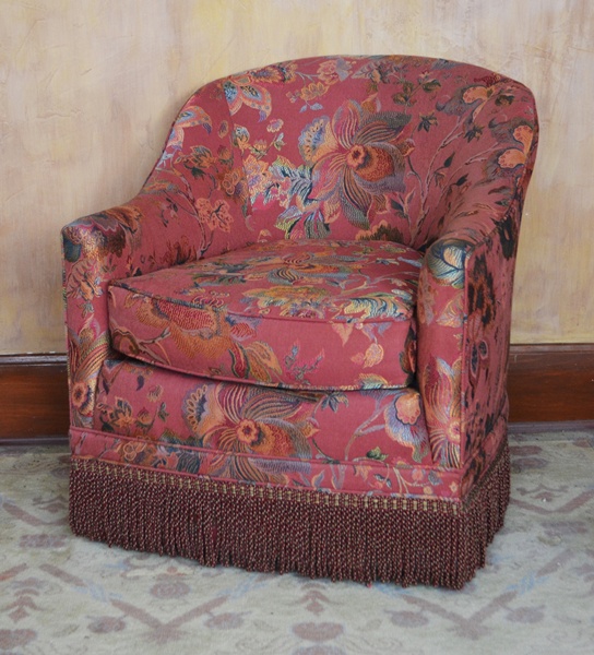 Ashley Manor Floral Brocade Club Chair with Fringe