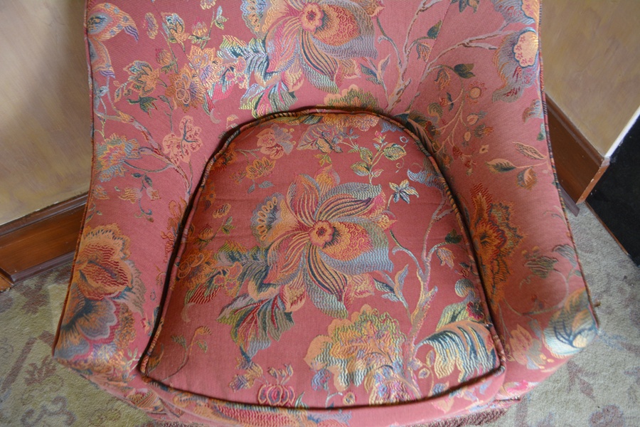 Ashley Manor Floral Brocade Club Chair with Fringe