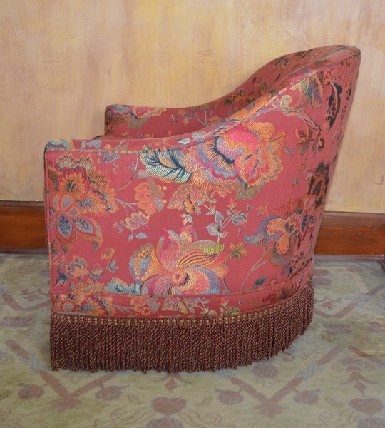 Ashley Manor Floral Brocade Club Chair with Fringe