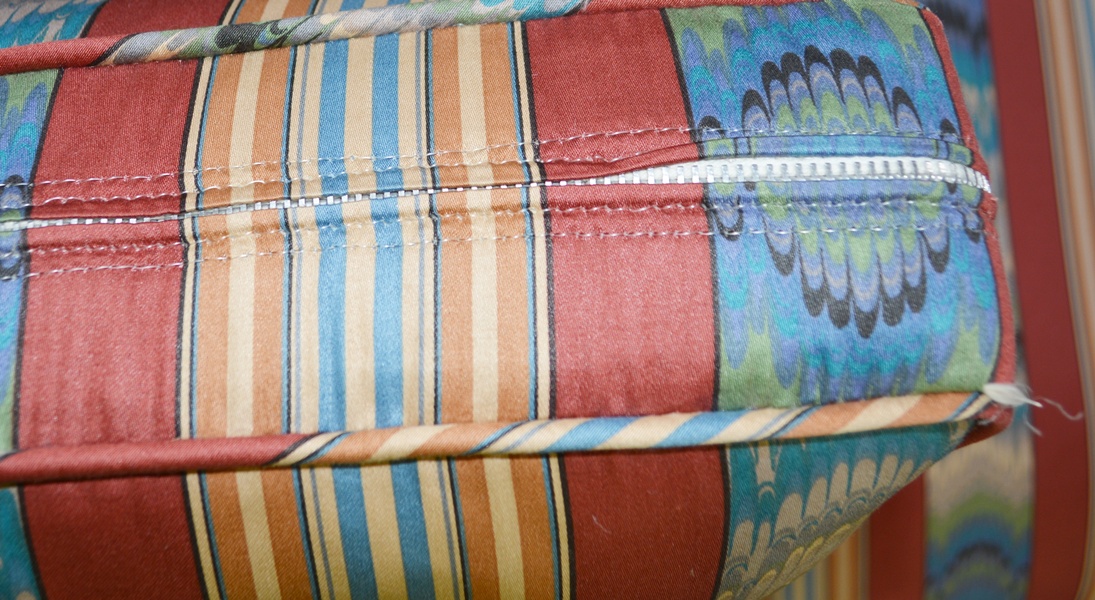 Antique Queen Anne Style Silk Camelback Sofa