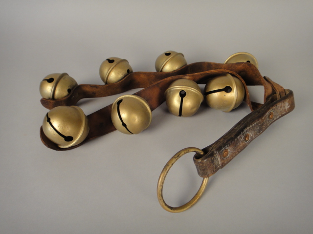 Vintage Brass Sleigh Bells on Leather Strap