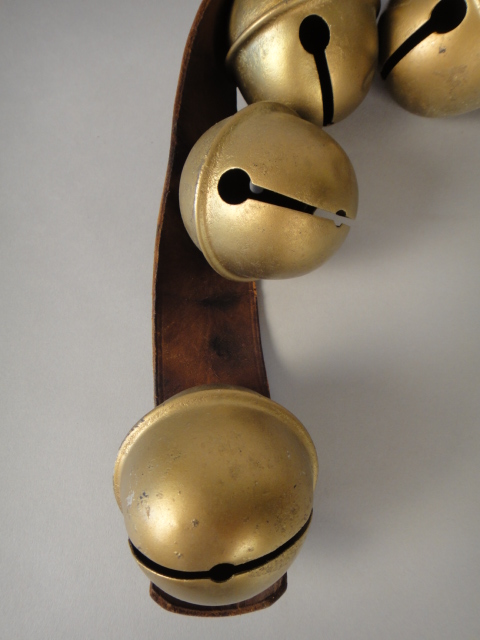 Vintage Brass Sleigh Bells on Leather Strap