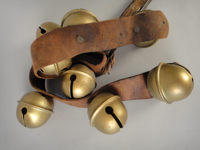 Vintage Brass Sleigh Bells on Leather Strap