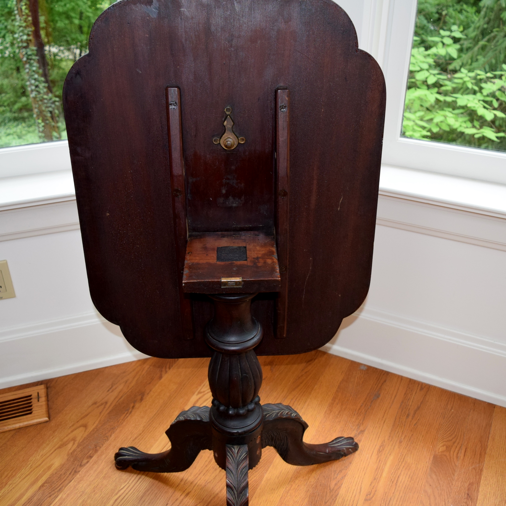 Three Legged Pedestal Tilt Top Table