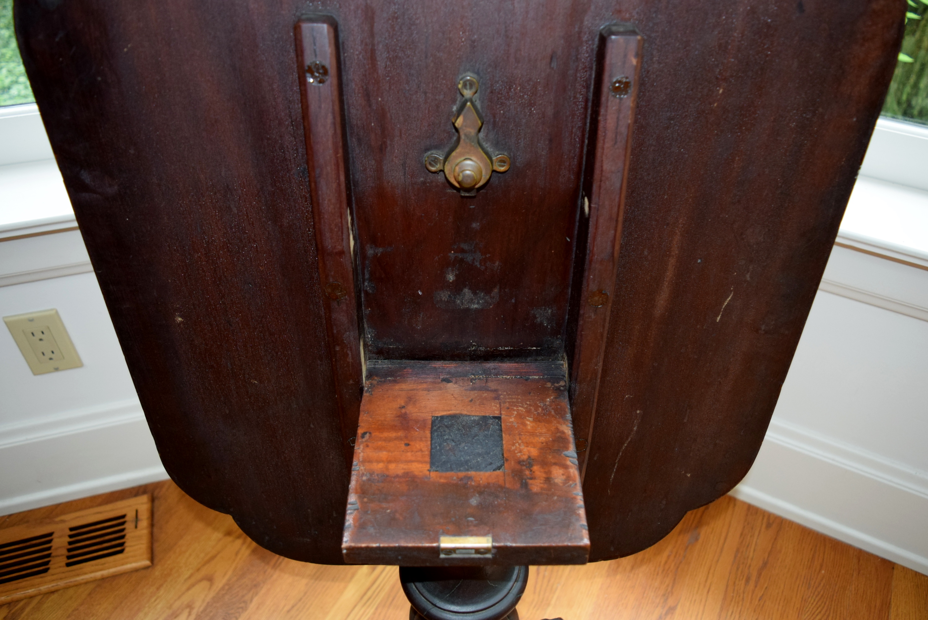 Three Legged Pedestal Tilt Top Table
