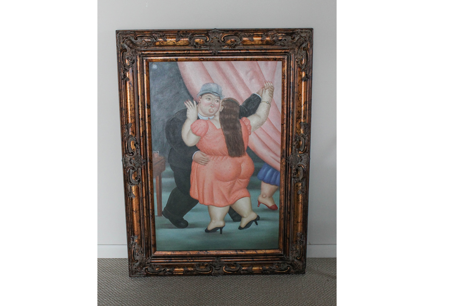 Reproduction Botero Painting Titled "Passionate Fanatic Dance"