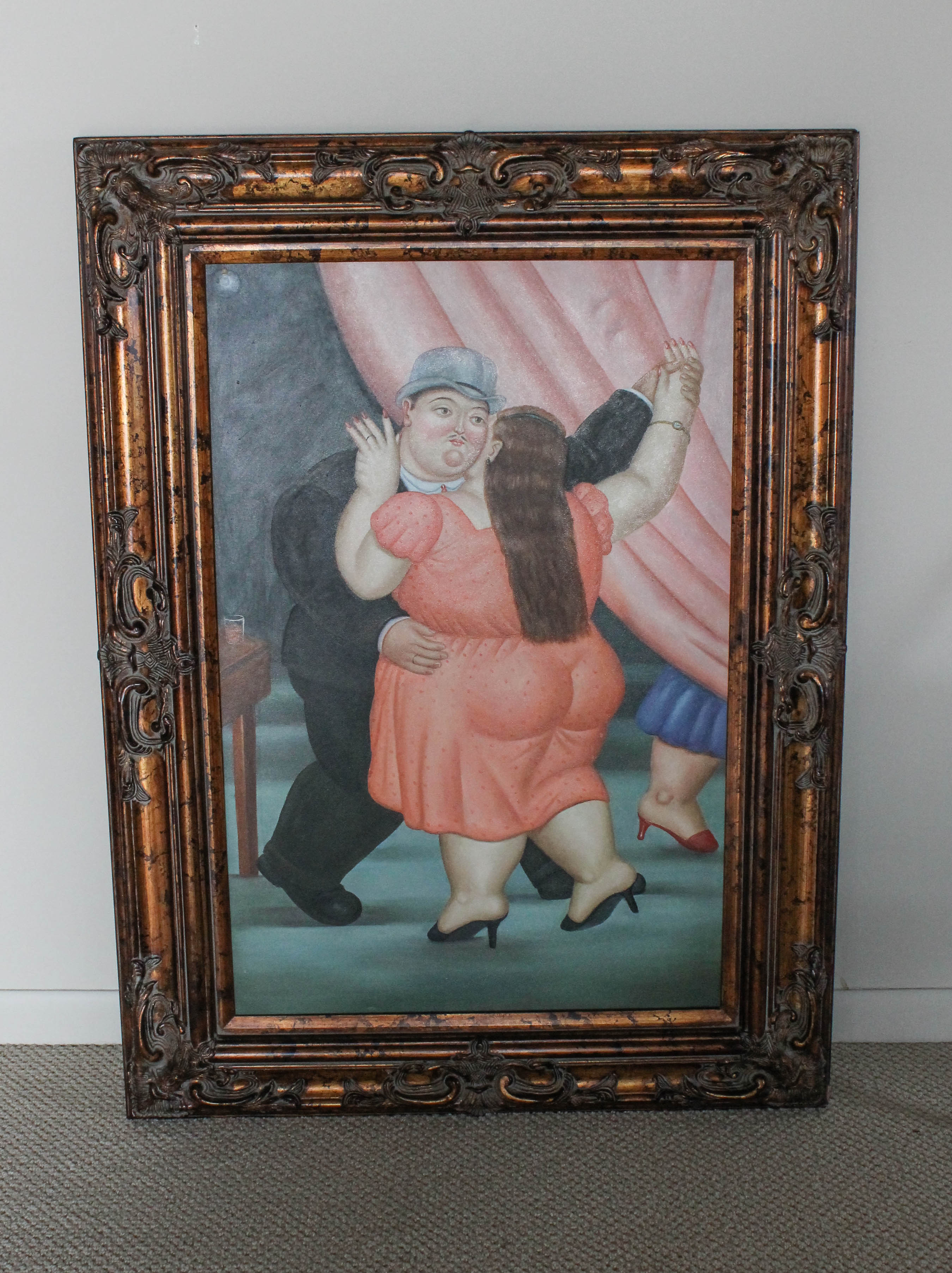Reproduction Botero Painting Titled "Passionate Fanatic Dance"