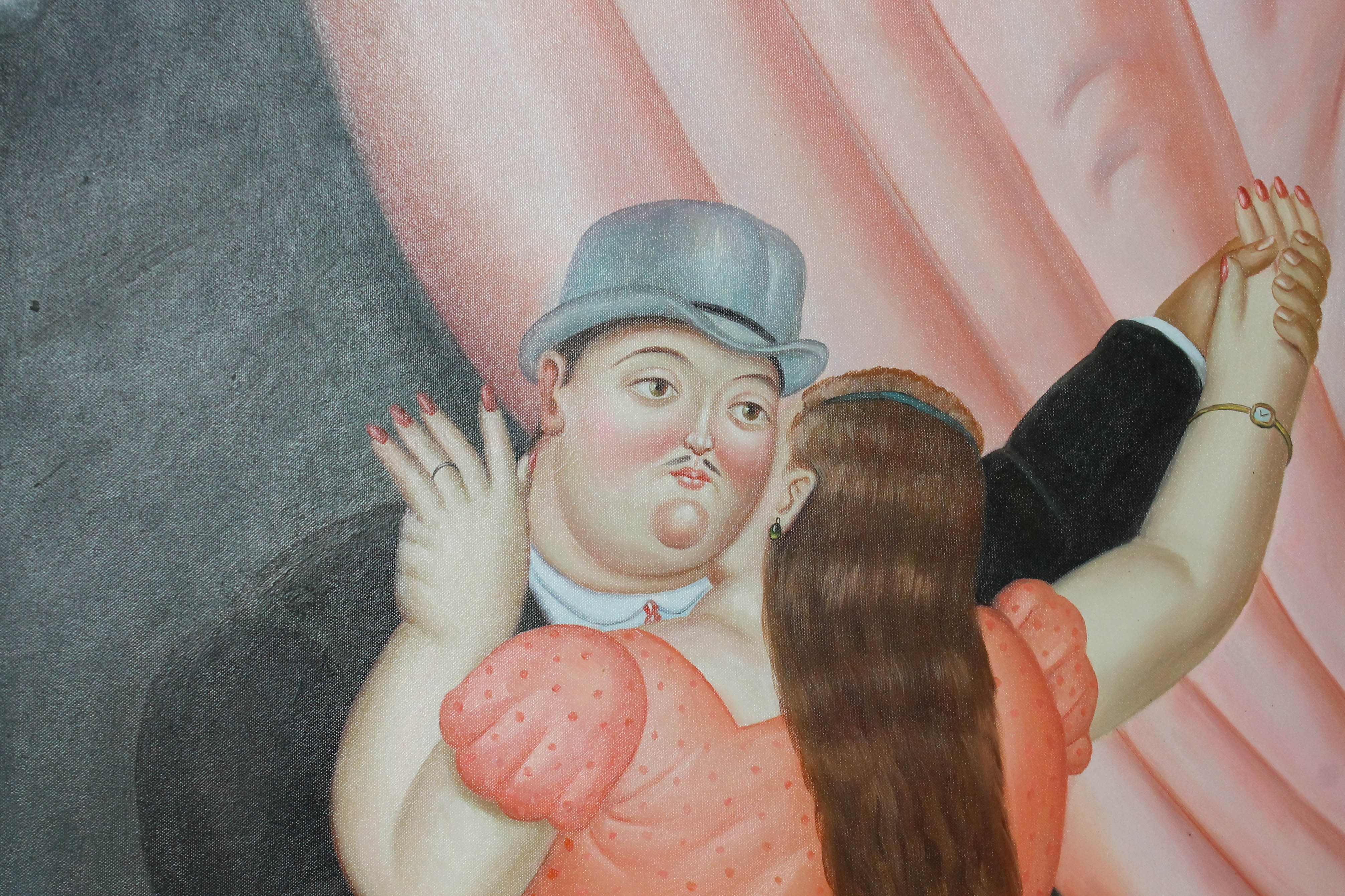 Reproduction Botero Painting Titled "Passionate Fanatic Dance"