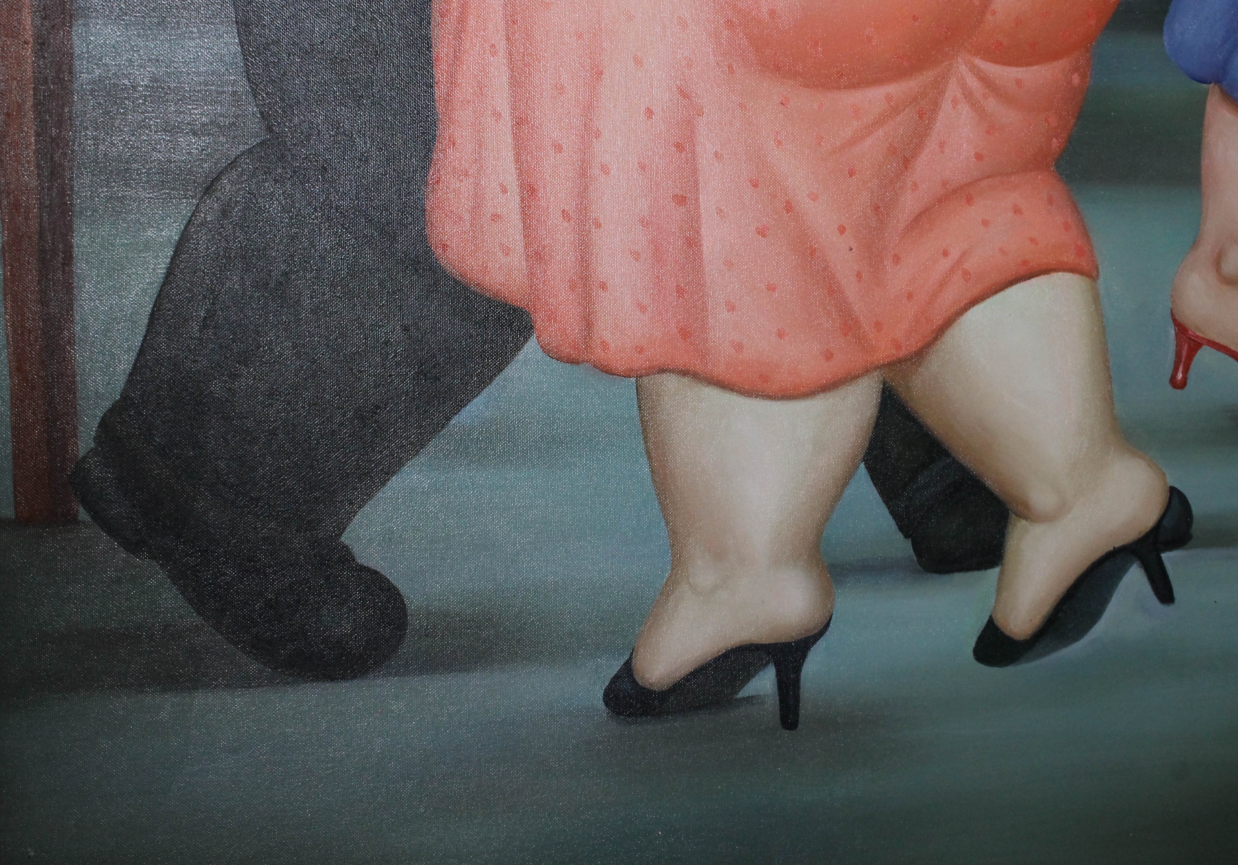Reproduction Botero Painting Titled "Passionate Fanatic Dance"