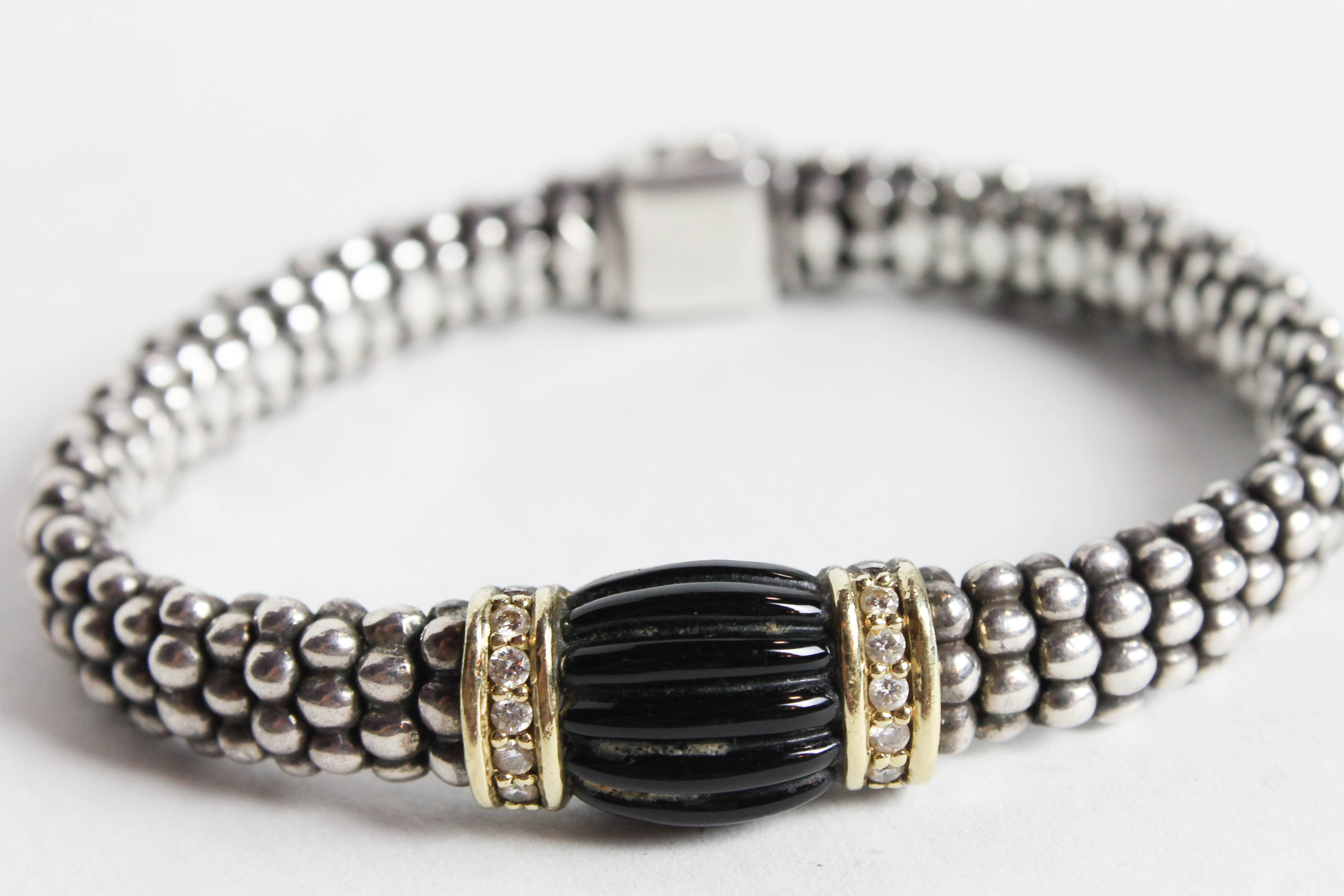 Vintage Caviar Rouche Bracelet and Earring Set