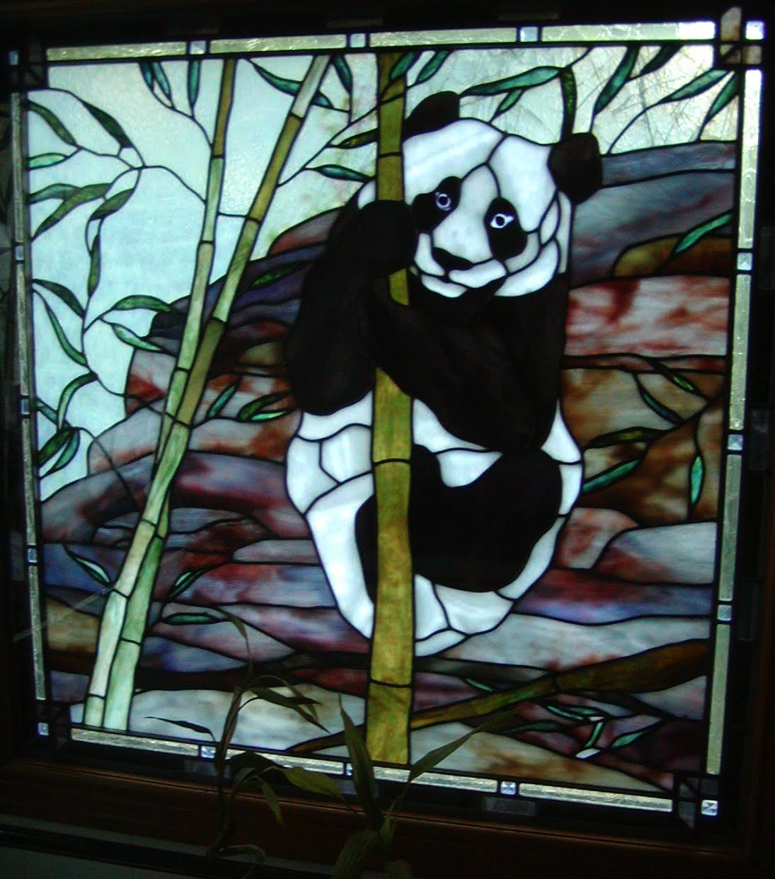 Stained Glass Panda Window