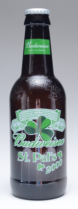 Eight Budweiser Beer Frog Tumblers and Large Beer Bottle