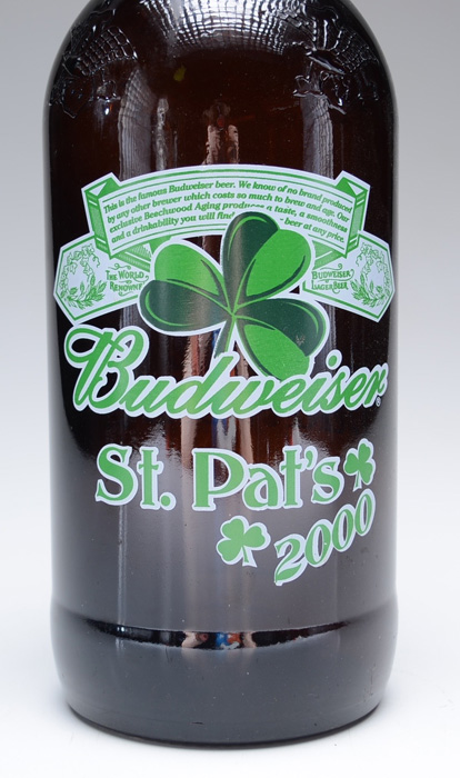 Eight Budweiser Beer Frog Tumblers and Large Beer Bottle