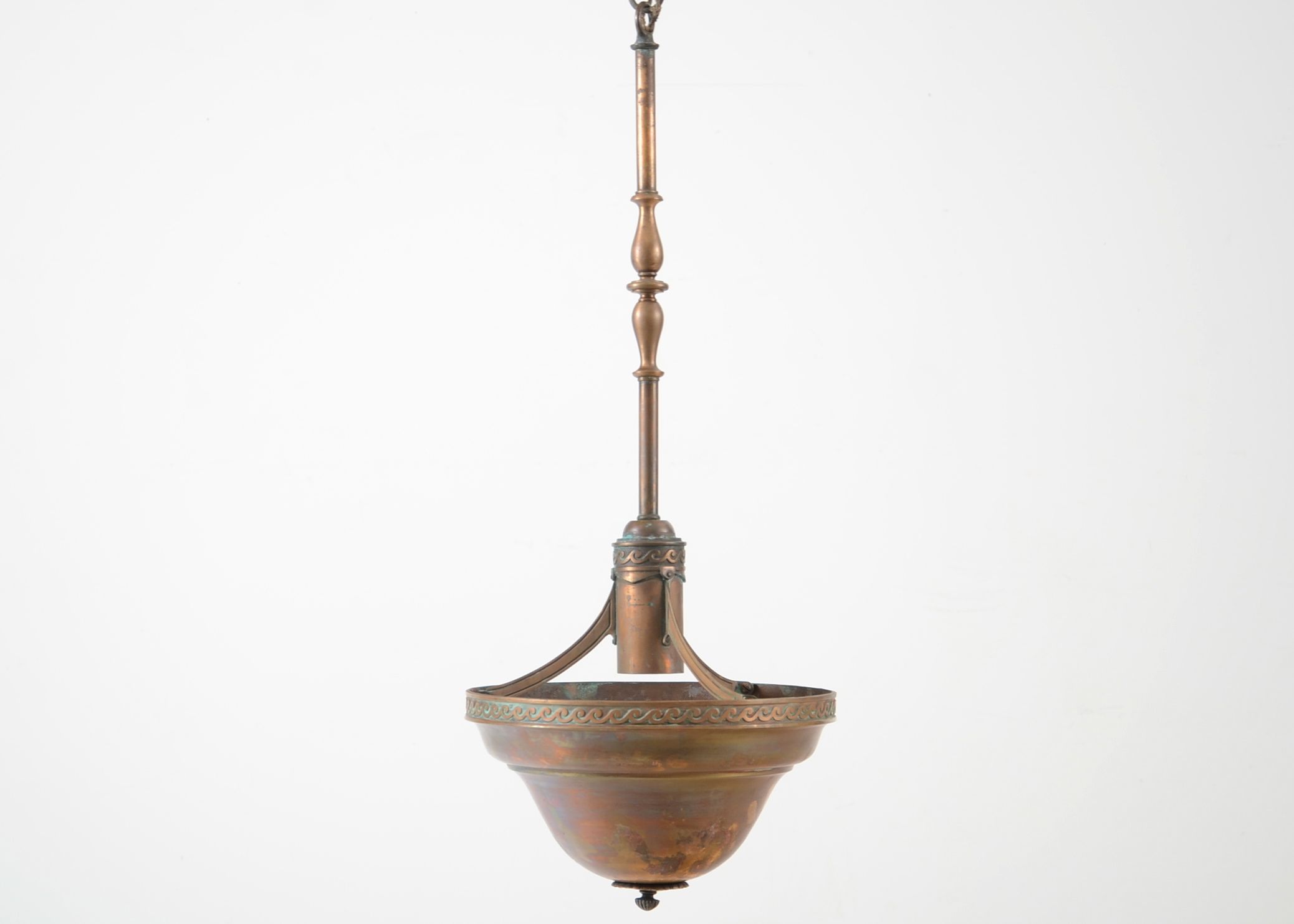 Circa 1920s Bronze Pendant Ceiling Light