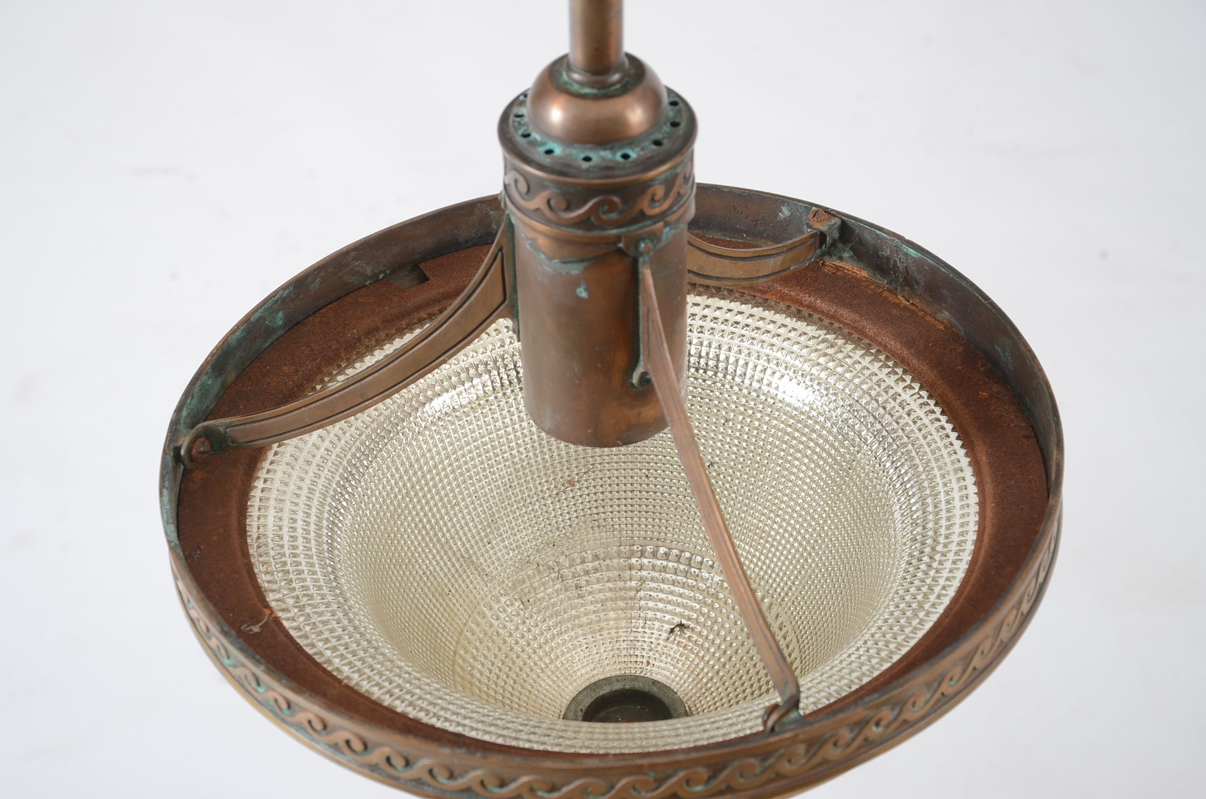 Circa 1920s Bronze Pendant Ceiling Light