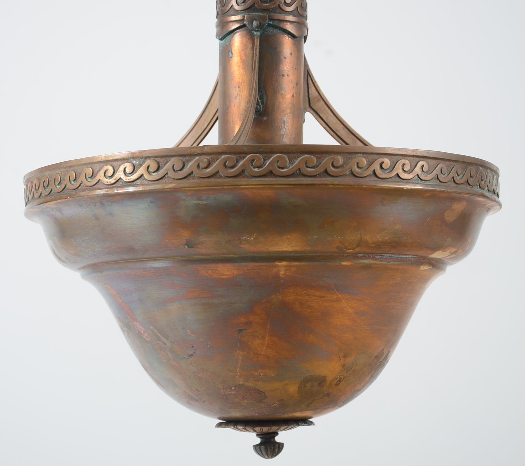 Circa 1920s Bronze Pendant Ceiling Light