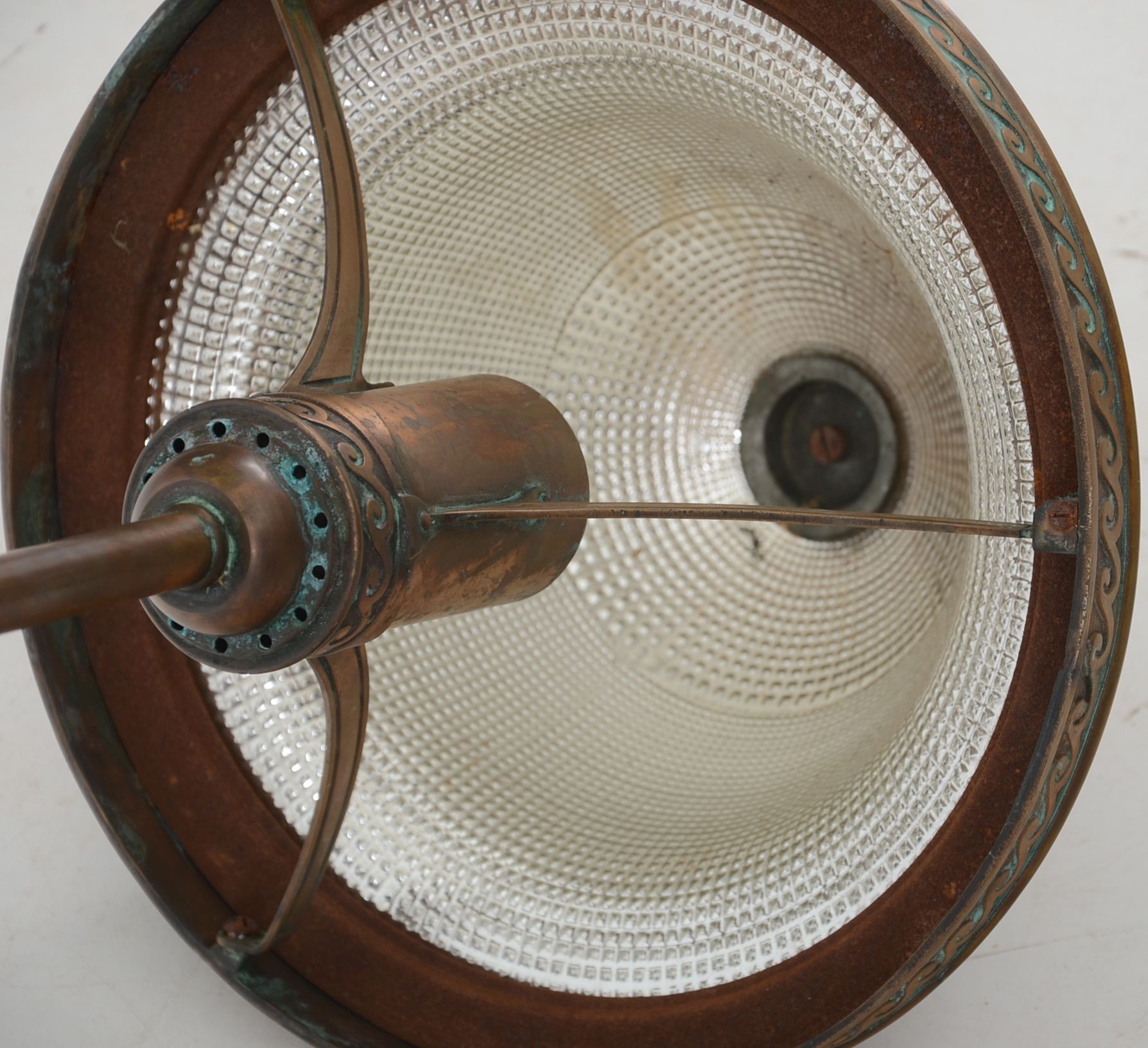 Circa 1920s Bronze Pendant Ceiling Light