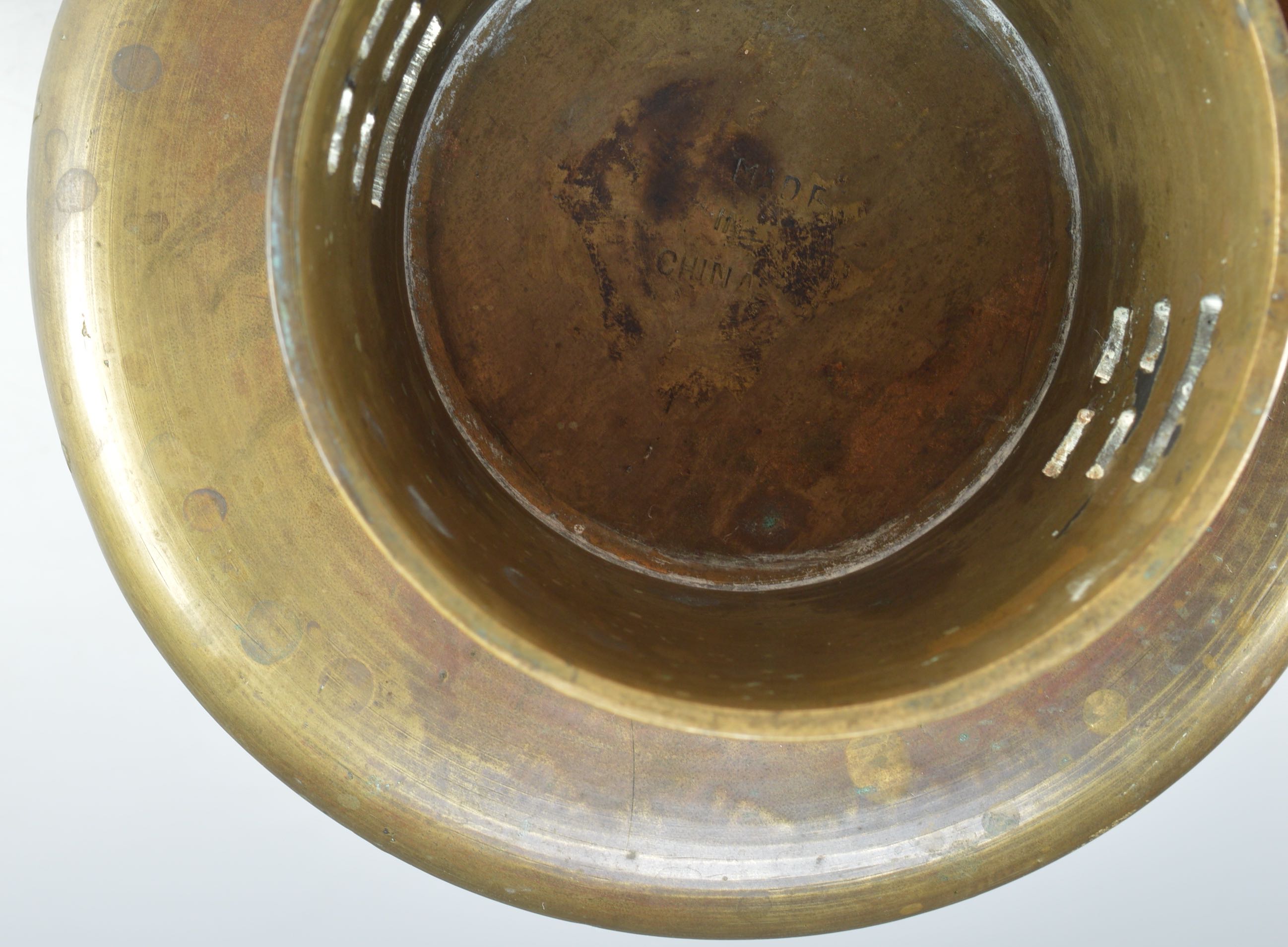 Vintage Chinese Etched Brass Candle Holder