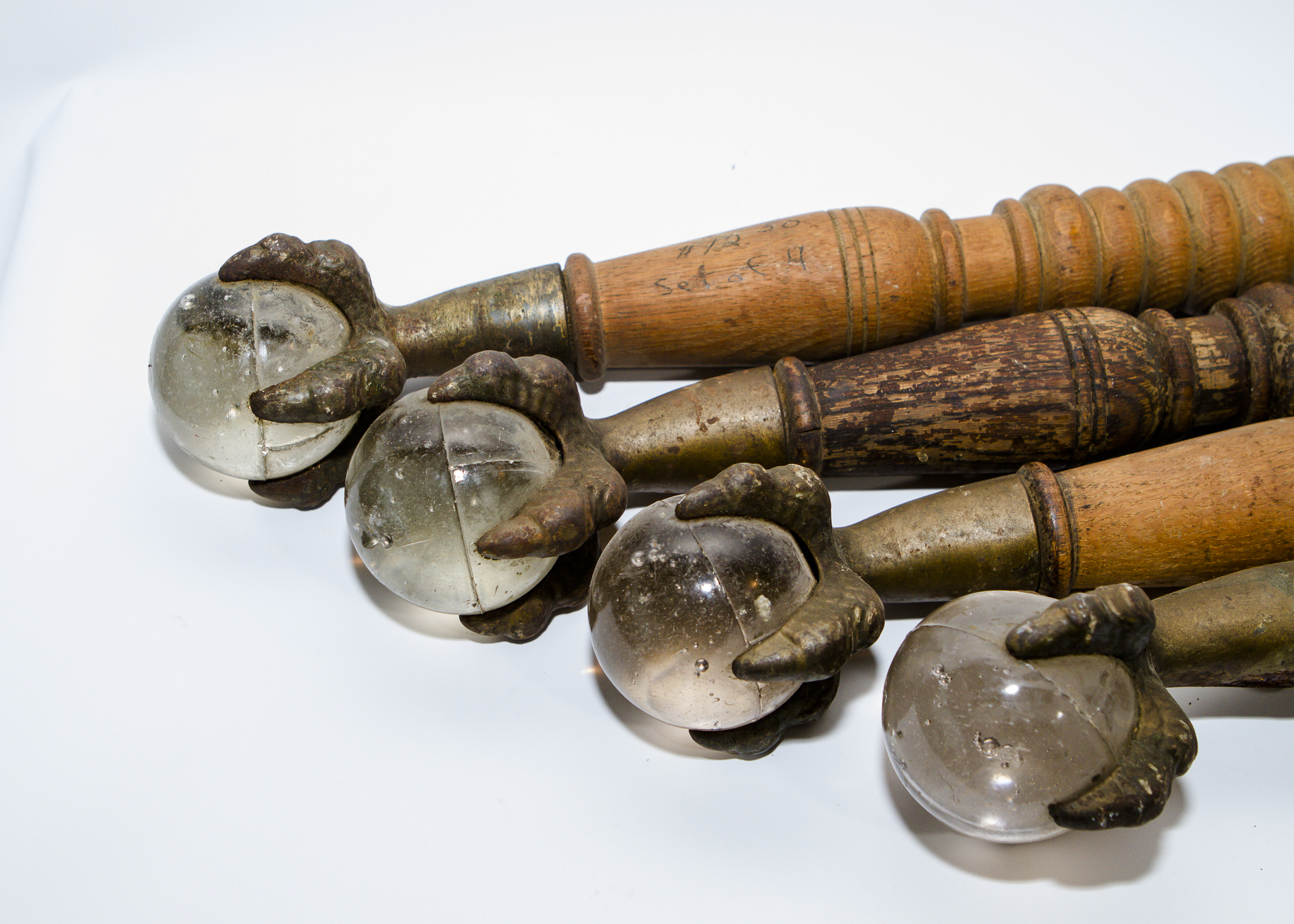 Four Antique Oak Ball and Claw Foot Table Legs EBTH