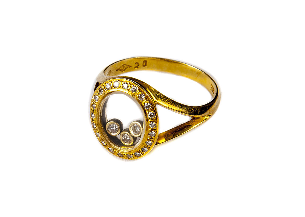 Gold Ring With Floating Diamonds