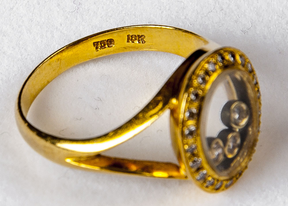 Gold Ring With Floating Diamonds