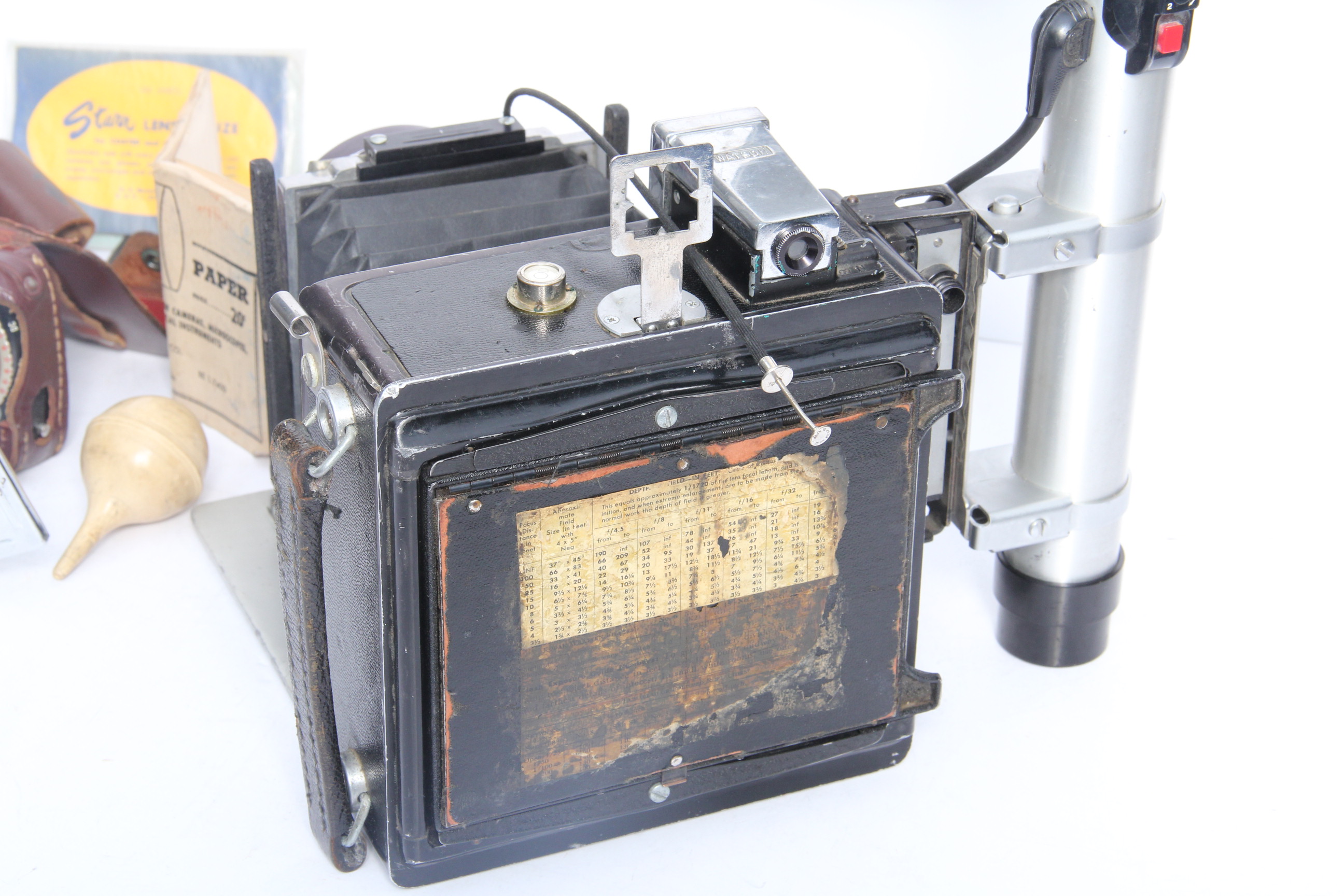 Circa 1940s Burke James Press Camera and Accessories