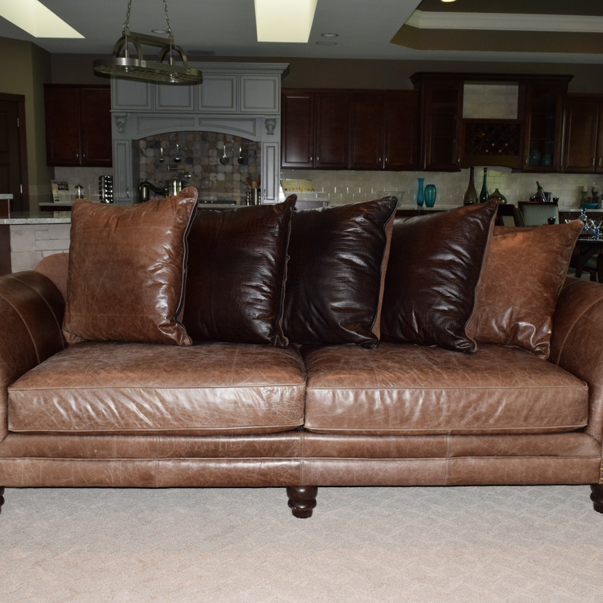 Bernhardt Distressed Leather Sofa