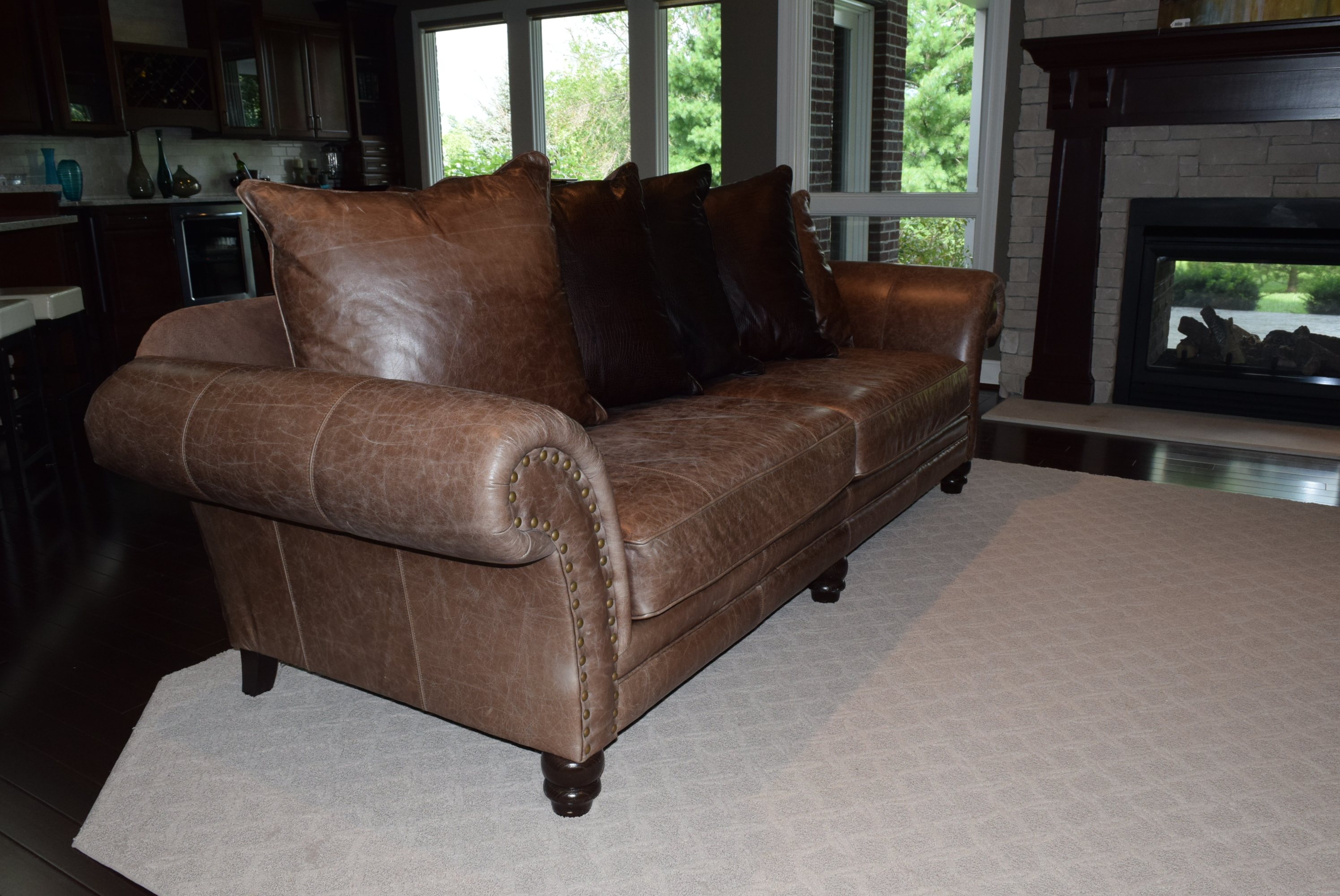 Bernhardt Distressed Leather Sofa