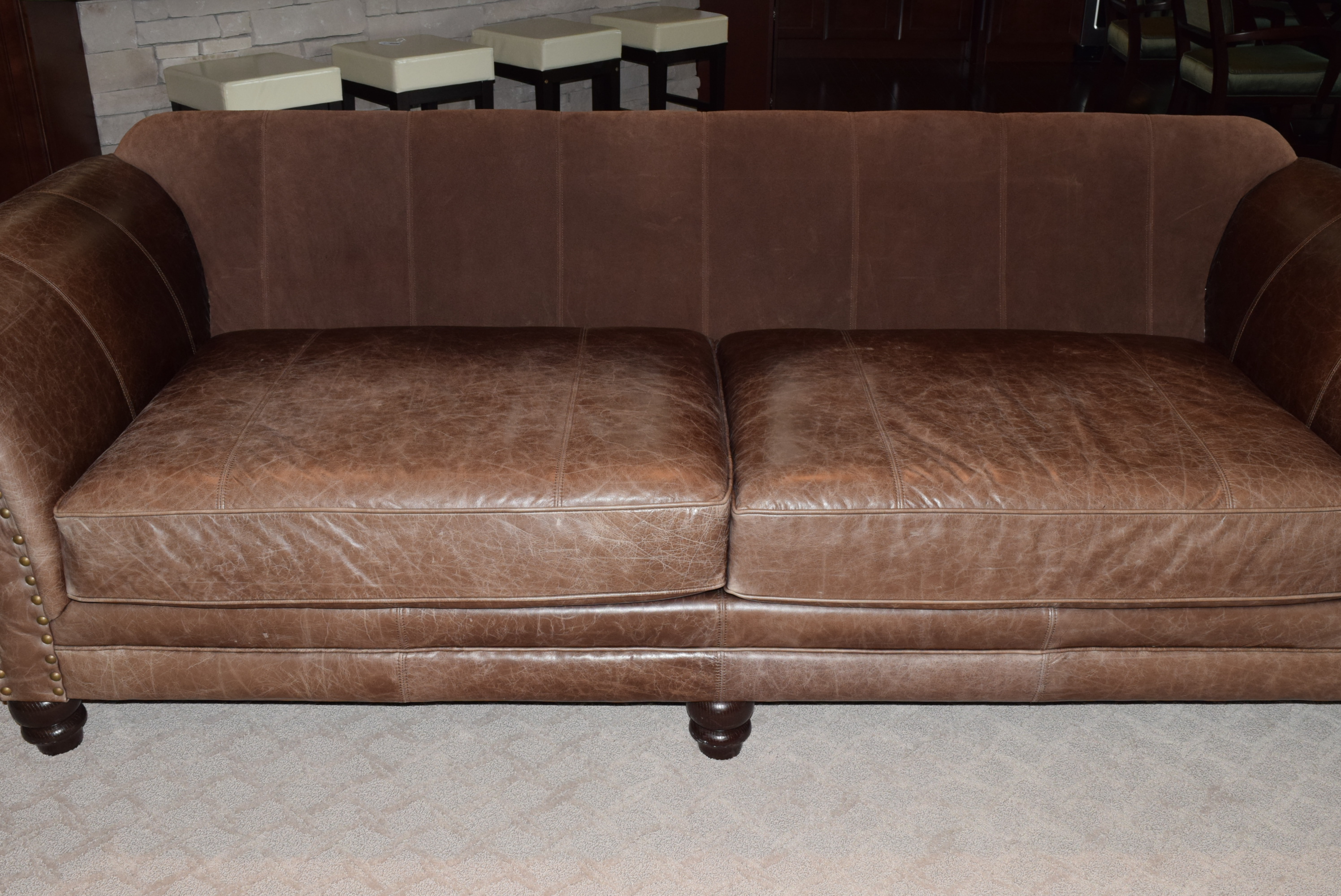 Bernhardt Distressed Leather Sofa
