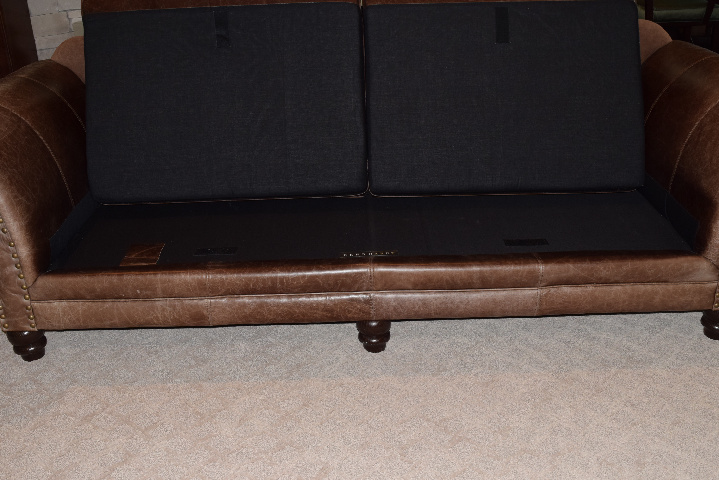 Bernhardt Distressed Leather Sofa