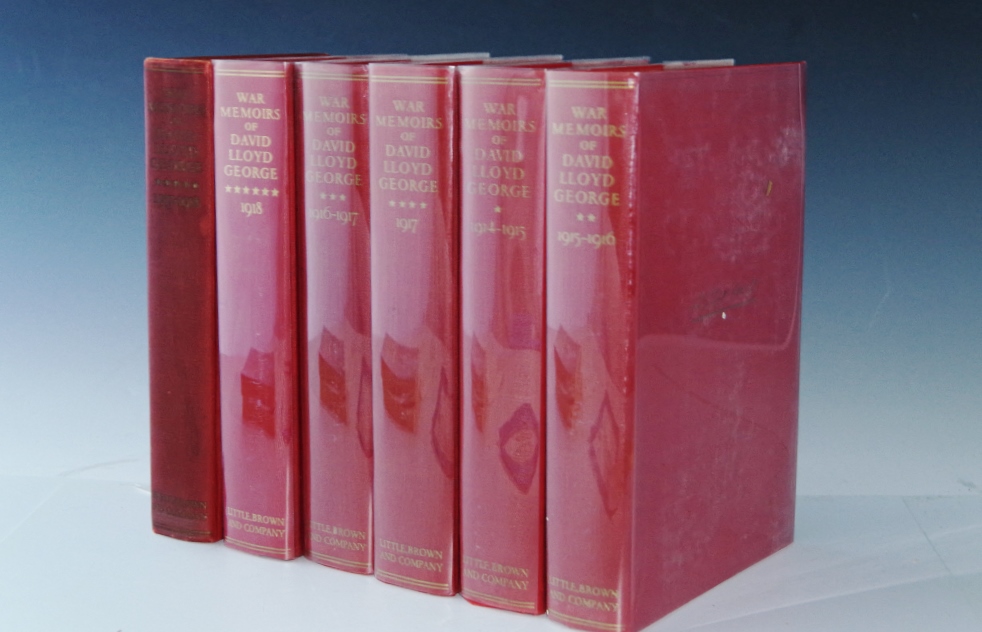 1933 "War Memoirs of David Lloyd George" Six Volumes