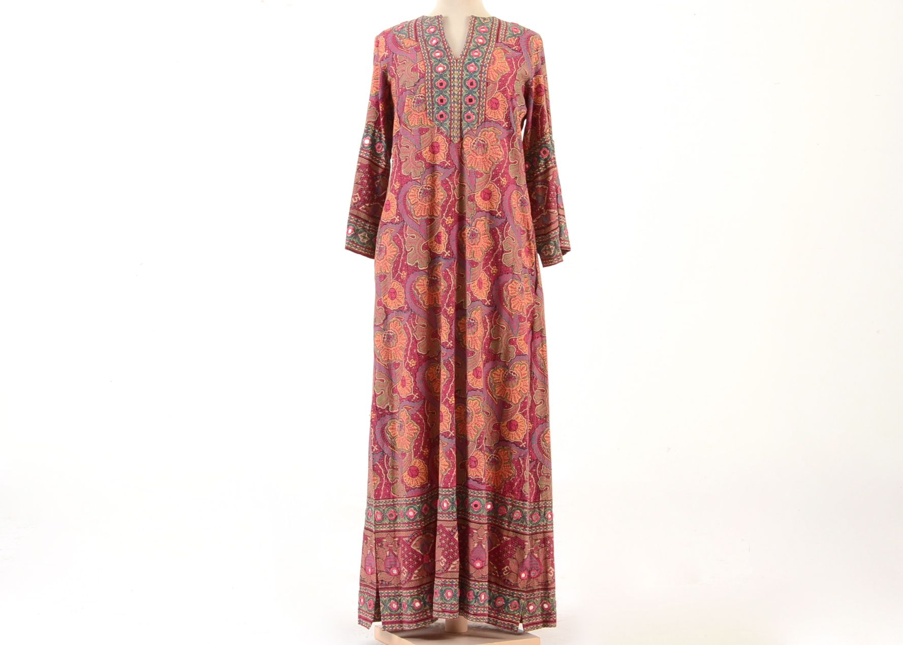 1970s Vintage Ramona Rull Pakistani 100% Cotton Kaftan Dress