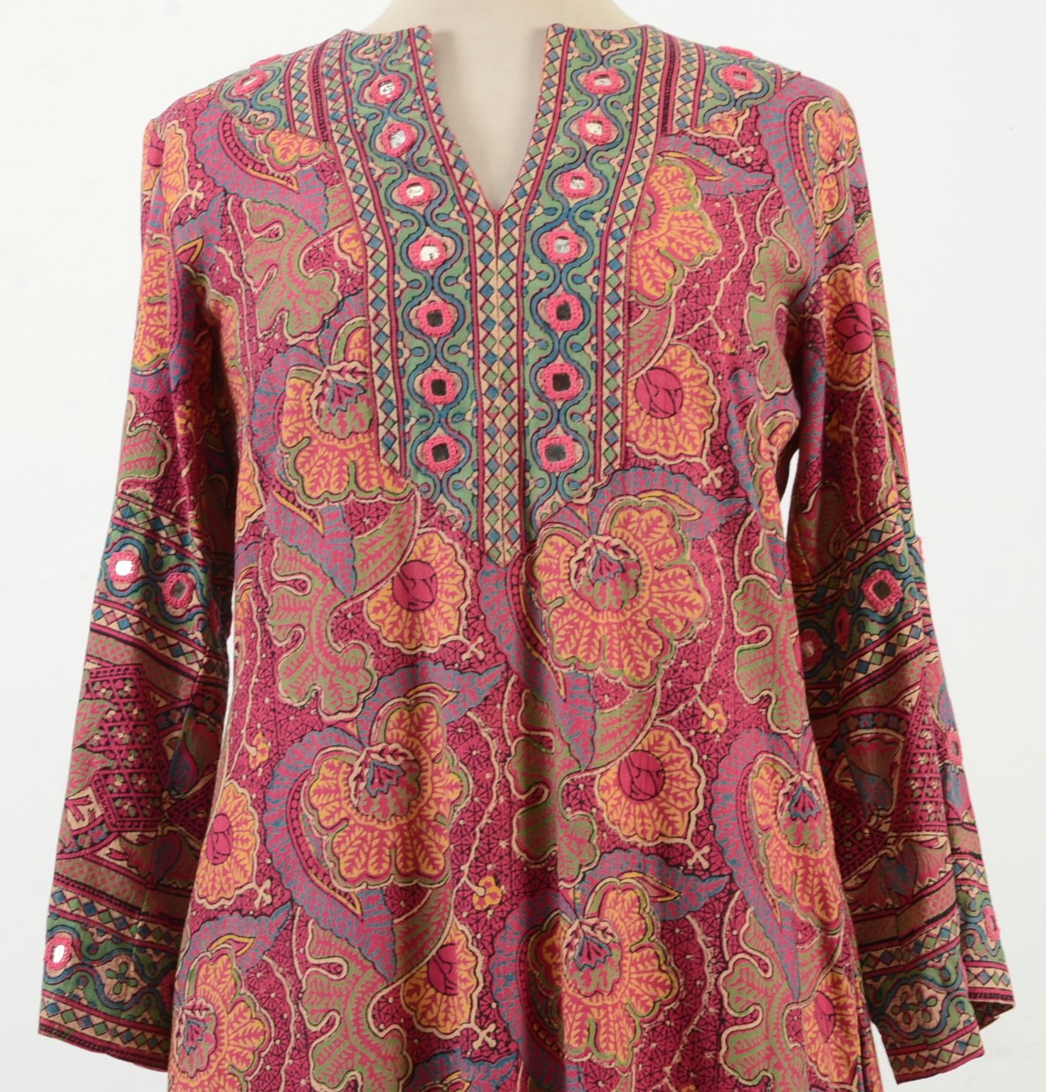 1970s Vintage Ramona Rull Pakistani 100% Cotton Kaftan Dress