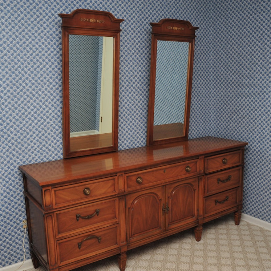 Large Vintage Dresser with Two Mirrors