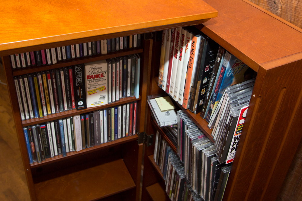 Wooden CD Shelf with CDs