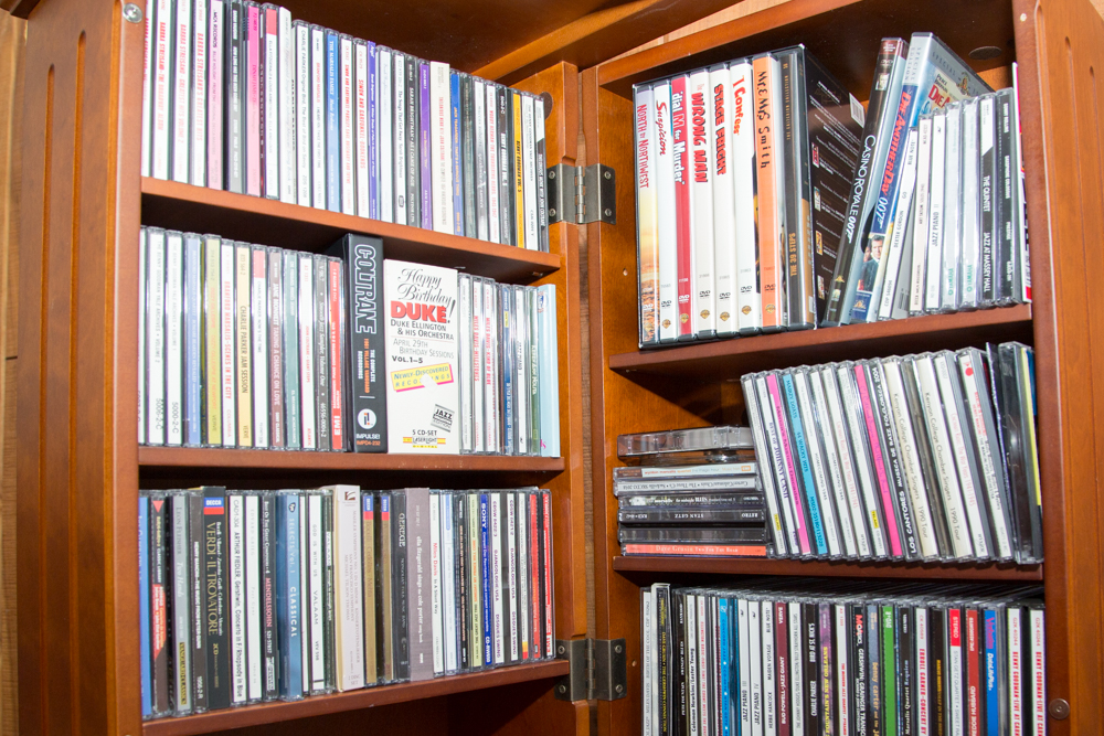 Wooden CD Shelf with CDs