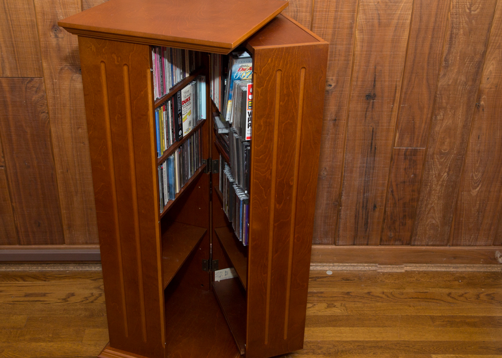 Wooden CD Shelf with CDs
