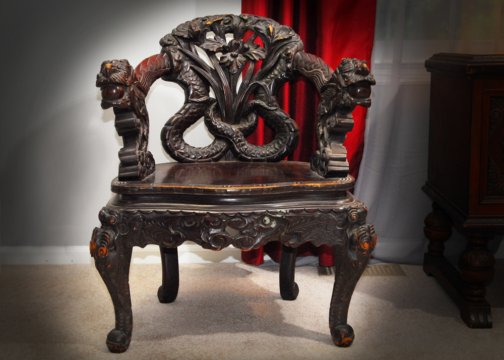 Antique Carved Dragon Chair