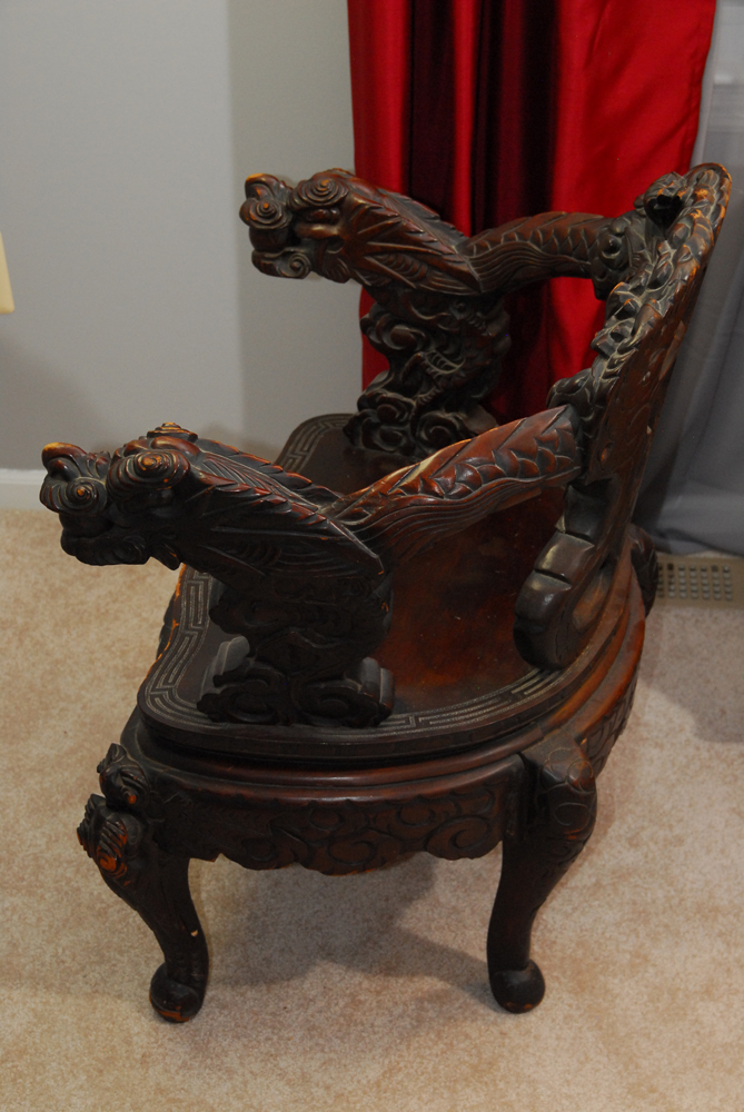 Antique Carved Dragon Chair